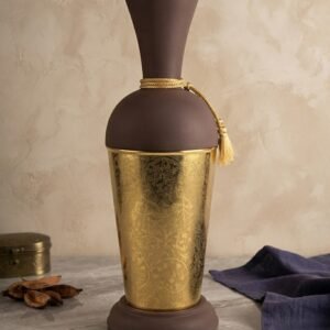 10617 ( Regal Brown & Antique Gold Decorative Vase with Tassel )