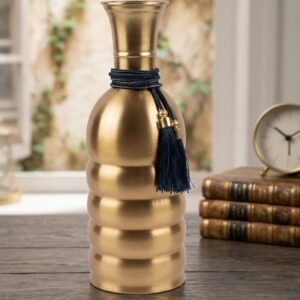 1065  ( Luxury Antique Brass Decorative Vase with Navy Tassel )