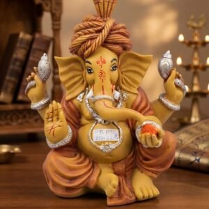 1095wd  ( Royal Lord Ganesha Polyresin Idol with Turban )