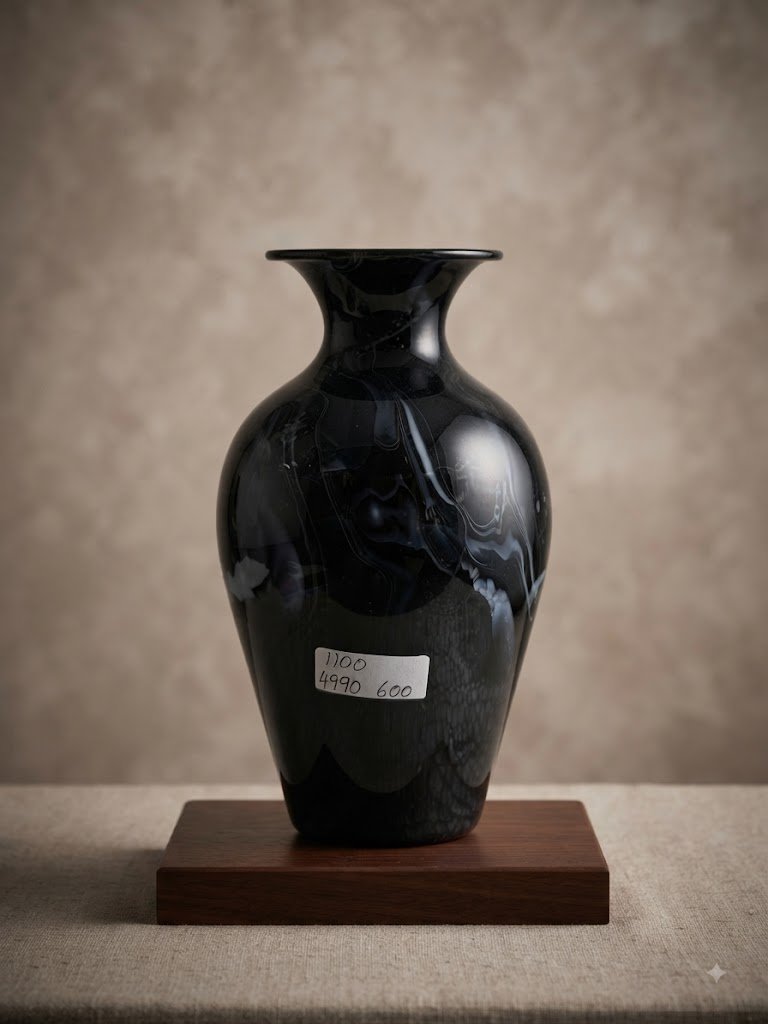 1100 ( Elegant Black Marble Finish Decorative Vase )