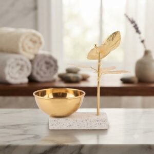 1177  ( Golden Leaf Bowl & Branch Decorative Centerpiece )
