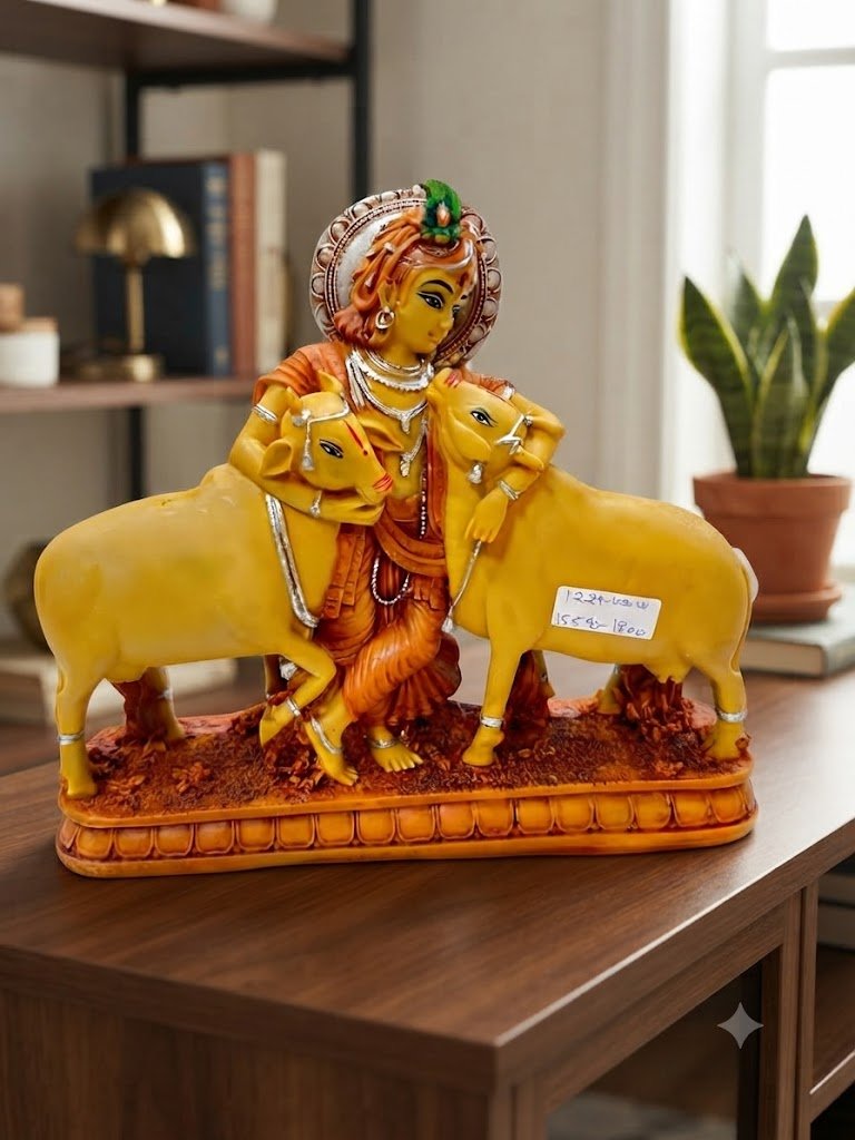 1229wd ( Shri Krishna with Sacred Cows Idol )