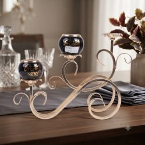 1238 ( Luxury Gold Calligraphy Candle Holder & Scrollwork Décor )