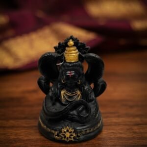 137-D ( Black Lord Shiva Meditation Idol with Golden Crown and Decorative Base )