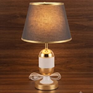 1464  ( Elegant Golden & White Table Lamp )