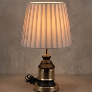 1625 ( Elegant Black & Gold Table Lamp with Pleated Fabric Shade )