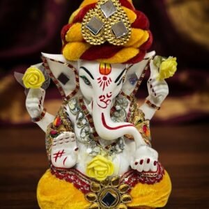 2.No  ( Royal Designer Lord Ganesha Idol with Traditional Red & Yellow Dress )