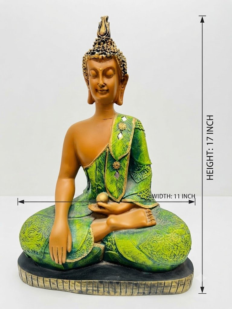 2001 ( Meditating Buddha Green Robe Decorative Showpiece ) - Image 2