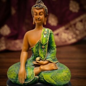 2001 ( Meditating Buddha Green Robe Decorative Showpiece )