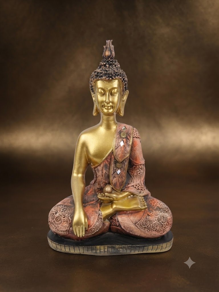 2002 ( Golden Buddha with Rose Gold Robe Meditation Showpiece )