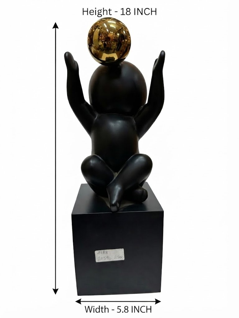 2188 ( Modern Black Abstract Sculpture with Golden Sphere ) - Image 2