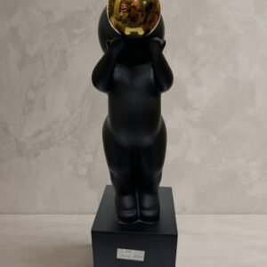 2189 ( Modern Black Abstract Lady Sculpture with Golden Sphere )
