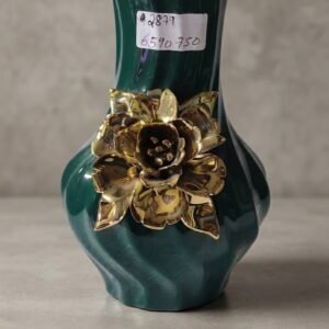 2879 ( Luxury Emerald Green & Gold Floral Decorative Vase )