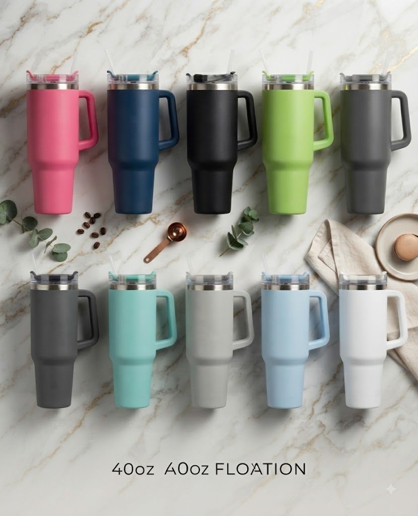 Premium Stainless Steel Tumbler with Handle & Straw