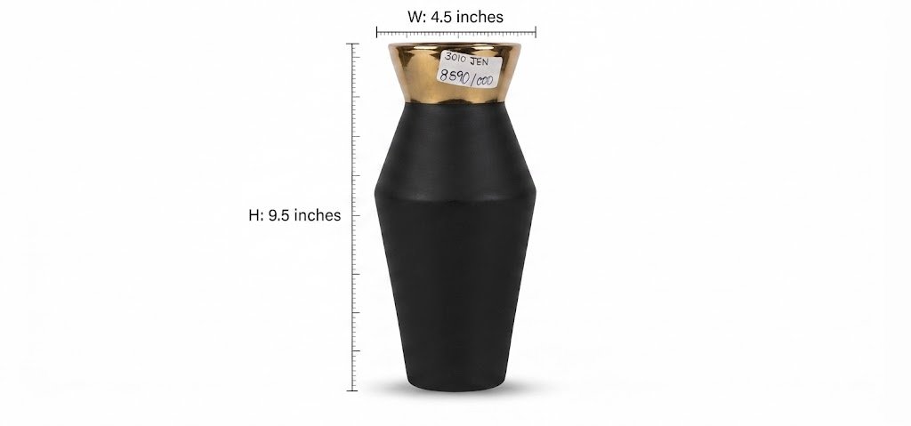 3010JEN ( Matte Black & Gold Luxury Decorative Vase ) - Image 2