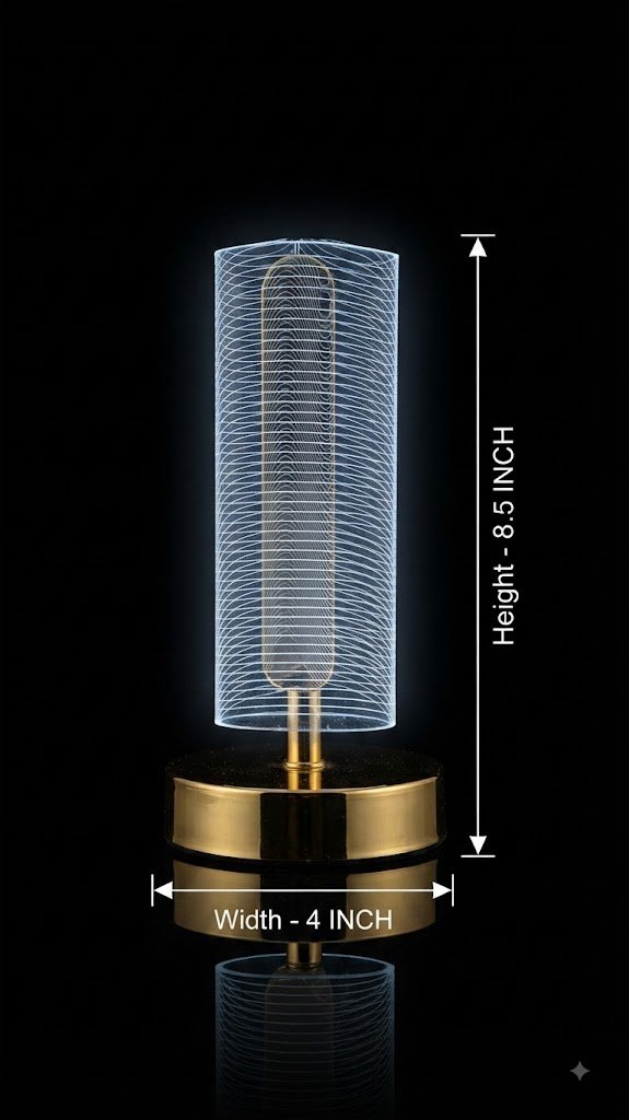 3289 ( Modern Gold Cylinder Table Lamp with Artistic Spiral Shade ) - Image 2