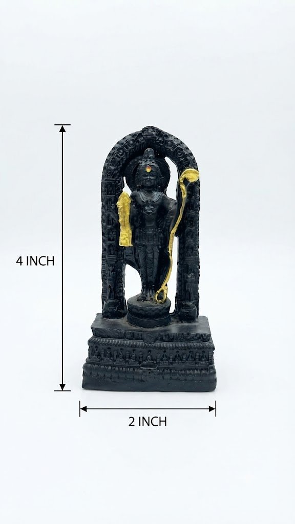 4 1,2 ( Black Lord Ram Decorative Idol with Golden Bow ) - Image 2