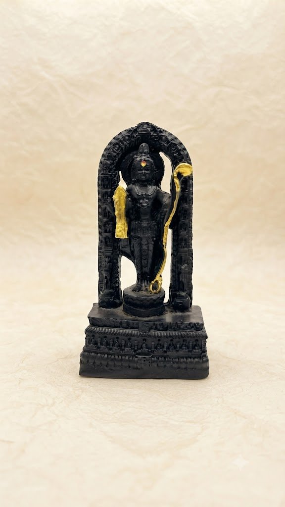 4 1,2 ( Black Lord Ram Decorative Idol with Golden Bow )