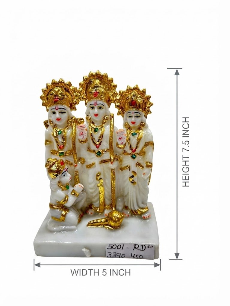 5001 RD ( Royal Ram Darbar White & Golden Decorative Idol ) - Image 2