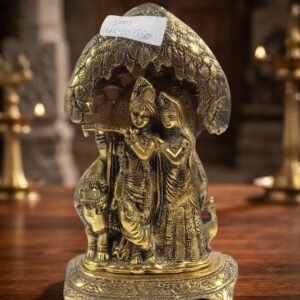 5001 ( Antique Gold Radha Krishna with Cow Decorative Idol )