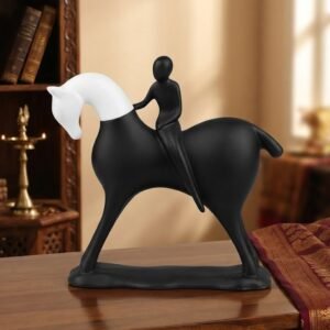 5412 ( Modern Black & White Equestrian Rider Showpiece )