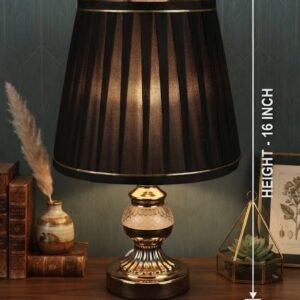 5785 ( Elegant Gold & Black Table Lamp with Pleated Shade )