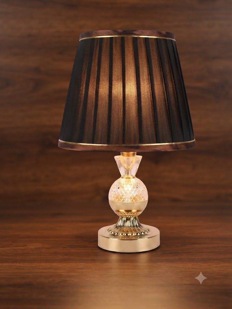 5788 ( Luxury Black & Golden Table Lamp with Crystal Base )