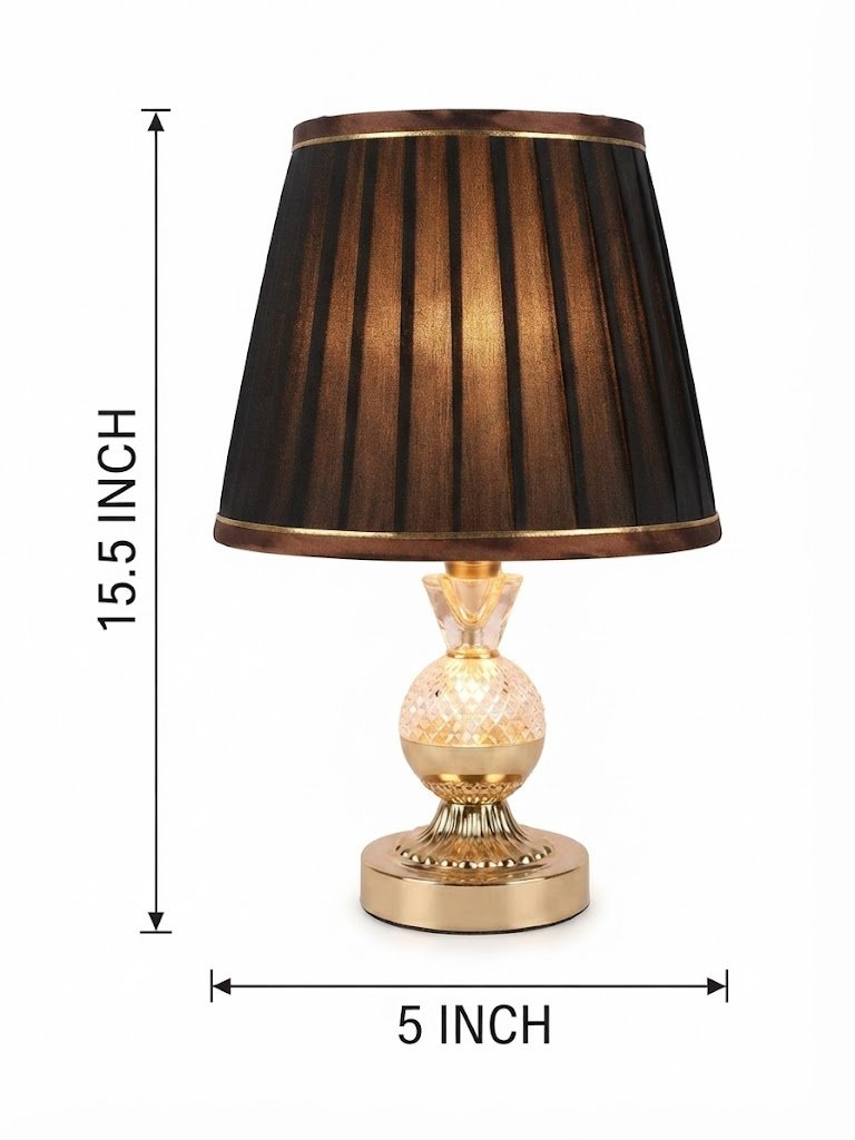 5788 ( Luxury Black & Golden Table Lamp with Crystal Base ) - Image 2