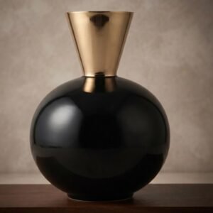 5800.L ( Black & Brass Globe Vase )