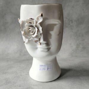 5994 ( Elegant White Face Sculpture Vase with 3D Rose )