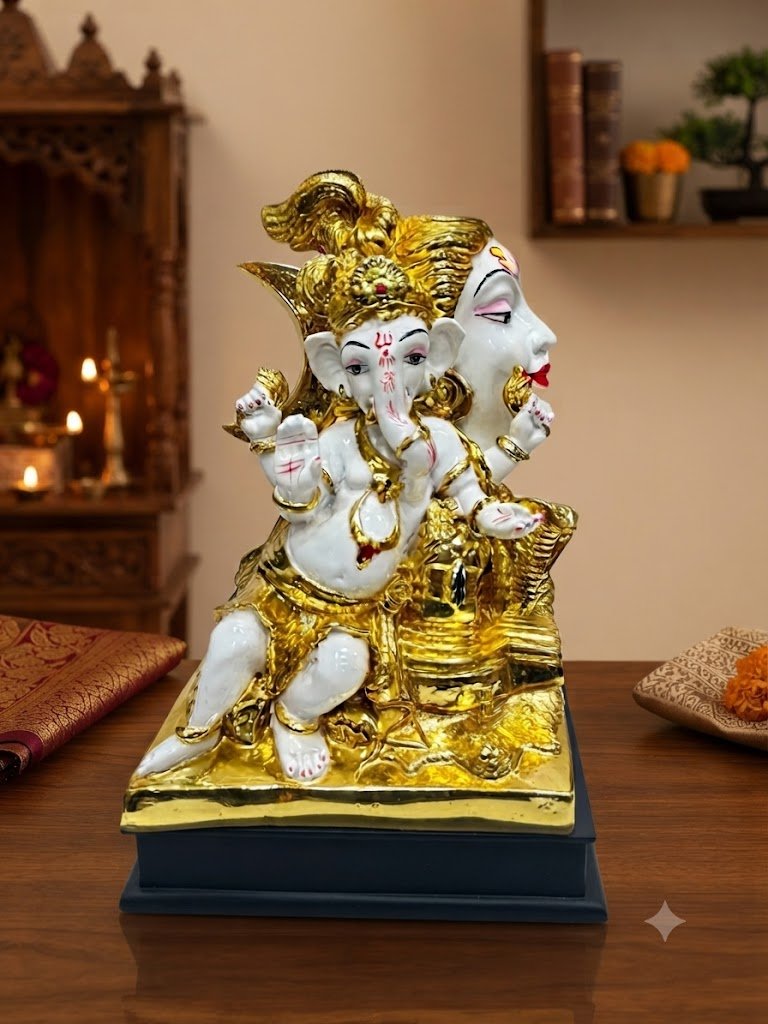 644.W ( Premium Lord Ganesha and Lord Shiva Royal Decorative Idol )