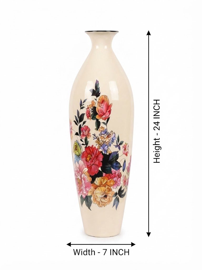 705 ( Elegant White Floral Print Decorative Floor Vase ) - Image 2