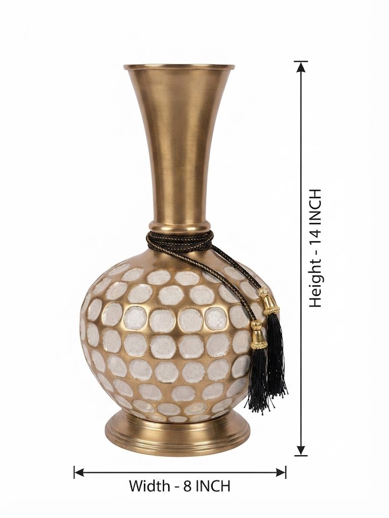 7476 ( Antique Gold & Ivory Mosaic Globe Vase ) - Image 2