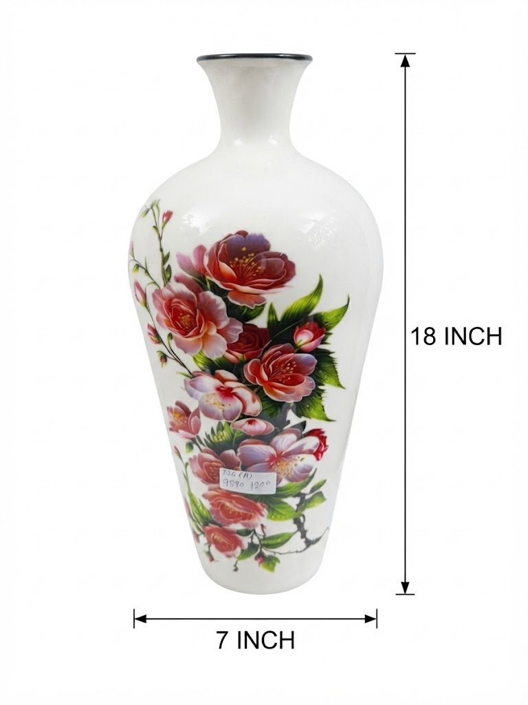 756(A) ( Elegant White & Burgundy Rose Floral Decorative Vase ) - Image 2