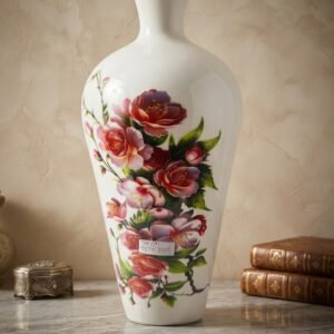 756(A) ( Elegant White & Burgundy Rose Floral Decorative Vase )