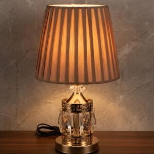 7579 ( Luxury Golden Crystal Table Lamp with Pleated Shade )