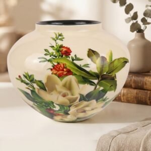 764(A) ( Hand-Painted Floral Bulb-Shaped Porcelain Vase )