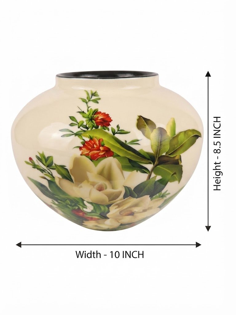764(A) ( Hand-Painted Floral Bulb-Shaped Porcelain Vase ) - Image 2