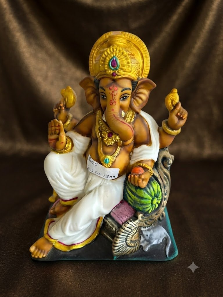 8003 ( Seated Ganesha with Watermelon and Mouse )