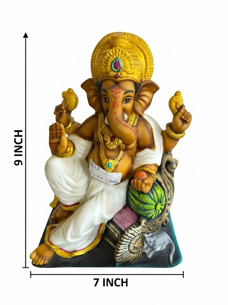8003 ( Seated Ganesha with Watermelon and Mouse ) - Image 2