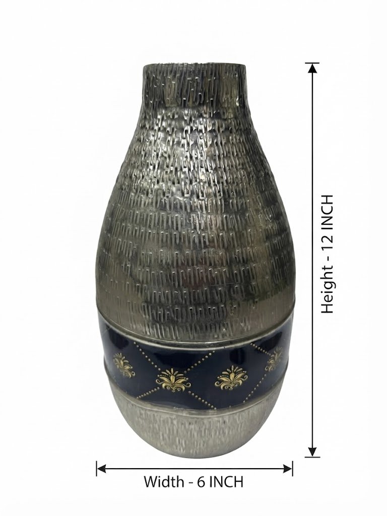 9429 ( Elegant Textured Blue & Gold Decorative Vase ) - Image 2