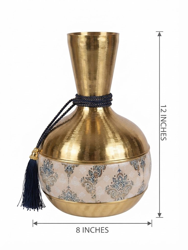 9619 ( Royal Golden Decorative Vase with Ornamental Cream Band ) - Image 2