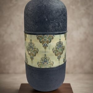 9865  ( Elegant Charcoal Black & Cream Ornamental Decorative Vase )