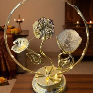 AR1719 ( Elegant Golden Floral Ring Crystal Ball LED Table Lamp )