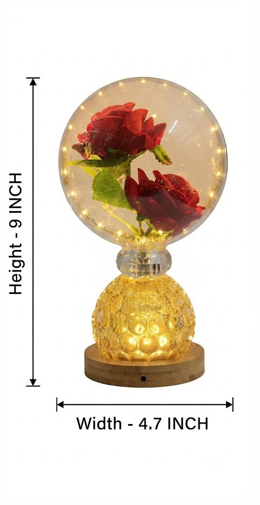 AR1807 ( Illuminated Glass Rose Globe Table Lamp ) - Image 2