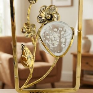 AR2287 ( Elegant Gold Floral Heart Glass Decorative Tabletop Mirror )
