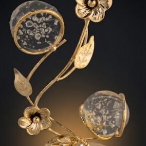 AR2292 ( Elegant Gold Floral Glass Decorative Tabletop Ornament )