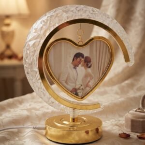 AR2353 ( Elegant Gold Crescent Heart Photo Frame LED Table Lamp )