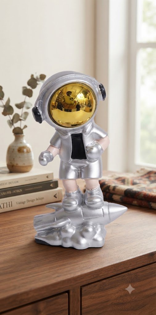AR3137 ( Silver Astronaut on Rocket Showpiece