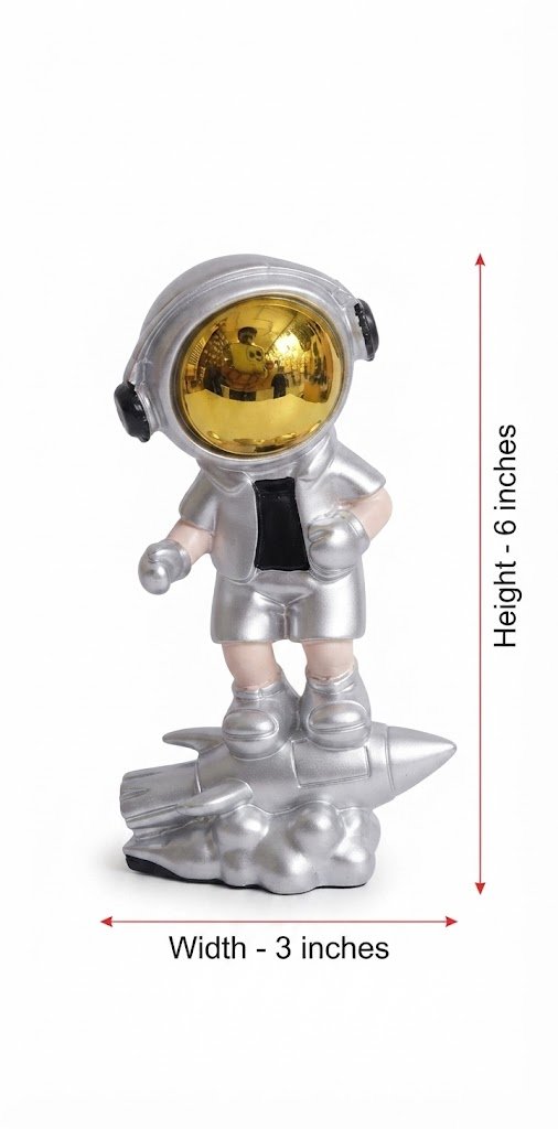 AR3137 ( Silver Astronaut on Rocket Showpiece - Image 2